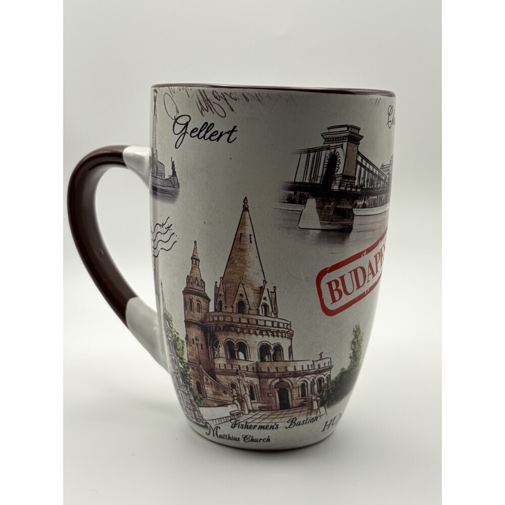 Budapest Coffee Mug W/ Landmarks 4.5x3" Brown/White